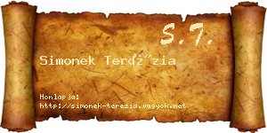 Simonek Terézia névjegykártya